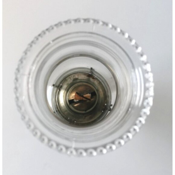 Large Antique Clear Glass Pedestal Eagle Oil Lamp 17.5" Height - Picture 2 of 10